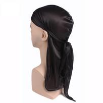 Universalus Unisex Satino Bandana Skrybėlaitė Su Šilkiniu Duragu Ir Saugiai Reguliuojamu Pritaikymu Black
