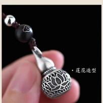 Buyee 925 Sterling Silver Pendant Chain Vintage Thai Silver Lotus Gourd Necklace Buddhist Charm Unisex Jewelry Gift with Box
