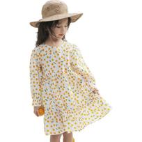 LUSON Girl's Long Sleeve Floral Print Dress 120