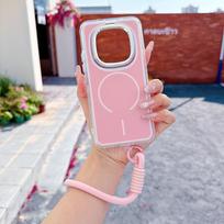 Wrist Strap Phone Case with Strong Magnetic Hybrid TPU+PC Protection for Redmi Note 15 Pro+ 5G Opp Bag&For Redmi Note 15 5G rožinė