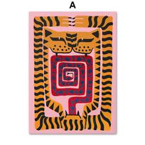 Senovės Egiptas Spalvingas abstrakčius Šiaurės šalių plakatas Tigro Leopardo figūra Sienos Meno spaudinys Drobės tapyba Dekoro paveikslėliai svetainei 21cm×30cm NoFrame