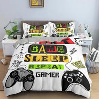 Gamepad Comforter Cover Twin Size Play Gamer Bedding Set Kids Young Man Video Games Polyester Duvet Cover Teens Game Quilt Cover EU single(135x200cm)