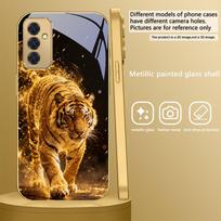 Jėgos tigras Skirta Samsung Galaxy S26 S20 FE S21 S22 S23 Plus S24 Ultra S25Ultra S21+ S22Plus Auksinis stiklinis telefono dėklas Galaxy S8