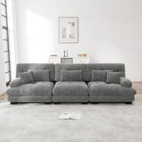 Modulinė kampinė sofa 3 vietų su gilia sėdyne šenilė pilka 1 vnt