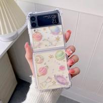 Samsung folding ZFlip1/1/1 mobile phone case, Epoxy glitter planet mobile phone case ZFlip1/1 protective case Galaxy Z Flip3