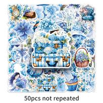 50 Blue Garden Aesthetic Flower Stickers: INS Style for Journals & DIY