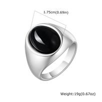 Vnox 15.5/17.5mm Chunky Oval Agate Stone Signet Rings for Men, Stainless Steel Fraternal Rings,Polished Comfort Wear Finger Band 7