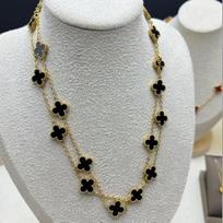 New Clover 20 Flower Necklace - Luxury High-end Classic Four-leaf Clover Necklace Black 20 flowers 95cm