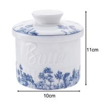 Ceramic Butter Container French Butter Crock with Lid Butter Jar Cheese Case Storage Box for Dining Kitchen Food Organizer