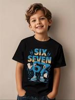 Funny Six Seven Italian Brainrot 67 Number Graphic Print TShirt BoyGirl Summer Short Sleeved Kids Loose Comfortable Tshirt Top 100