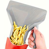 Commercial-Grade French Fry And Popcorn Shovel, Heat-Resistant Plastic Server, Non-Slip Nut And Snack Shovel, Restaurant French Fry Dispenser Single handle gray