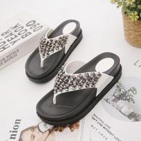 Slippers for Women Designer Elegant Women Flip Flop Summer New 2025 Platform Sandals Slipper Fashion Rhinestone Luxury Wedge Hot 35 balta