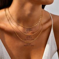 Vnox Mišraus Stiliaus Sluoksniuoti Auksinės Spalvos Grandinėlių Rinkinys Moterims Nerūdijančio Plieno 1/2/3mm Choker Karoliai Rinkinys Atsparus Vandeniui Madingi Papuošalai Dovanos
