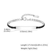 Vnox Stainless Steel Black Zircon Curved Plate Bracelet, 17-21cm Adjustable Lobster Clasp Wristband, Anniversary Gift for Men