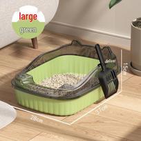 Extra Large Semi-Enclosed Splash-Proof Cat Litter Box with Odor Control for Kittens Low Price, Includes Scoop