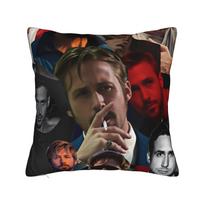 Ryan Gosling Collage Pillow Case Comfy Pillow Cover Vintage Cushion Cover For Living Room Bed Chair Peach skin 18*18(CM)-1Pcs