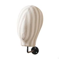Mannequin Head Wall Mount Wig Stand Holder Manikin for Caps Headwear stripe  thick linen