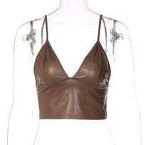 Women's Summer Sexy V-neck Slim Short Crop Halter Top S