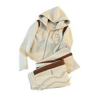 Hooded Sweatshirts Spliced Women Pant Sets Wide Leg Pants Drawstring Trousers Patchwork Long Sleeve Hoodies Casual Loose XXL chaki