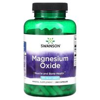 Swanson, magnio oksidas, 400 mg, 250 kapsulių (200 mg vienoje kapsulėje)