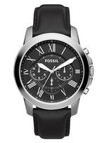 Montre Fossil GRANT FS4812 - Montre Chrono Cuir Noire Homme - Collection vintage pour homme