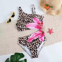 Girls Two Piece Swimsuit Set One Shoulder Top with Adjustable Strap and High Waist Bottoms Swimwear for Kids 10