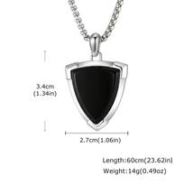 Vnox Stylish Black Onyx Shield Pendant Necklace for Men, Durable Stainless Steel Box Chain, Fade Resistant Luxury Jewelry Gifts 60cm