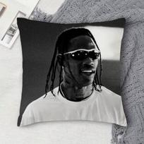 T-Travis Scott Double-Sided Printed Square Decorative Cushion Cover For Sofa Living Room Home Decor Peach skin 18*18(CM)-1Pcs
