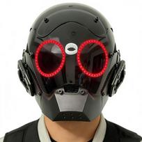 Cyberpunk Commander luminous LED helmet, COS mechanical armor, technology bar gathering leader mask, robot mask raudona