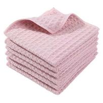 Waffle Weave Barista Towels Microfiber Absorbent Kitchen Dish Cleaning Cloth Quick Dry Washing Rag 3pcs-25x25cm rožinė