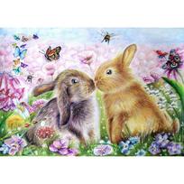 5D „pasidaryk pats“ deimantinis paveikslas „Bučiuojantis zuikis“ deimantinis siuvinėjimas Siuvinėjimas kryželiu namų dekoras, rankų darbo dovanos Round 20x30cm