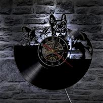 12 colių šunų sieninis laikrodis, kompaktinis diskas, modernus dizainas, muzikinė tema, namų dekoravimo meno laikrodžiai, skirti svetainei miegamajame juoda