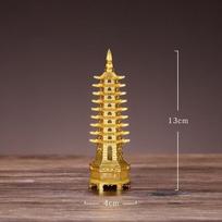 Feng Shui Zinc Alloy 3D Model, Chinese Wenchang Pagoda Tower Crafts, Statue Souvenir, Home Decoration, Metal Handicraft