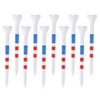 10/20/50 Pcs Golf Tees Unbreakable Plastic Golf Tees Reduces Friction Side Spin Golf Accessories USA Flag Pattern Long Golf Tees Bulk Size#10 pcs balta