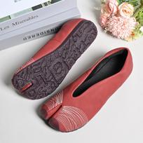 Spring Autumn Microfiber Leather Split Toe Women Loafers Pleated Designer Low Heeled Tabi Soft Soles Flats Casual Shoes 35 raudona
