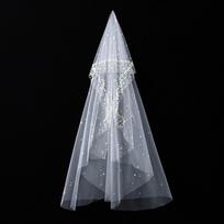 Vintage Long Wedding Veil Pearls Wedding veil Exquisite Pearls Tulle Bridal Veil  French Headdress balta