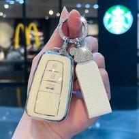 TPU Automobilio Raktų Dėklas Dangtelis Su Raktų Grandinėle Virvele Korpusas Pakabukas Skirtas Toyota Prius Camry Corolla RAV4 CHR C-HR Land Cruiser Prado 3 Mygtukams gray