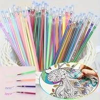 100 spalvų kulkos formos galiuko gelinių rašiklių pildymo rinkinys su blizgučiais, žymekliai, guašas, metalinis rašalas, skirtas žurnalų rašymui, menui 24 color refill