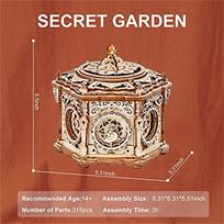 Robotime Secret Garden DIY Mechanical Music Box Kit 3D Wooden Puzzle Box for Adults Self-Assembly Building Project