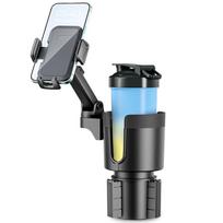 Car Cup Holder Expander with Cell Phone Mount 360 Rotation Cup Holder Expander Smartphone Mount Auto Interior Accessories oranžinė