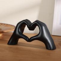 Gold Decoration Heart Hand Statue Living Room Bedroom Decoration, Love Finger Modern Hand Gesture Sculpture Home Shelf Desktop juoda