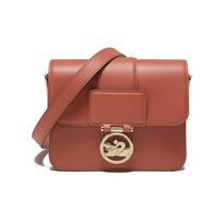 Longchamp crossbody bag BOX-TROT 18 solid color magnetic buckle flip closure adjustable shoulder strap calfskin small square shoulder 10174HAU017 balta
