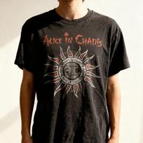 Alice In Chains Saulės Logotipas Retro Stiliaus Roko Grupė Anglies Spalvos Medvilniniai Marškinėliai M black