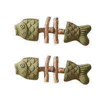 Catnip Fish Bone Shape Cat Toy with Chew Stick Design for Cat Dental Care and Interactive Play Suitable for Indoor Cats One Size armijos žalia spalva