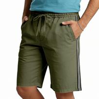 Men Lightweight Casual Shorts with Side Breathable Quick Dry Fabric Drawstring Waistband for Sports Beach Vacation L armijos žalia spalva