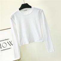 Sexy Black Cotton Women's Clothing O Neck Long Sleeve Navel Autumn Base Women's Clothing Fashion Casual Ropa Mujer S