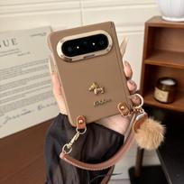 PuraXMax Wide Folding Screen Mobile Phone Case Solid Color PC Anti-Fingerprint Chain Portable Rope for Compatible Huawei Pura X Max