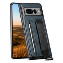 For google Pixel 10 9 Pro XL / 10 9 8 7 6 Pro / 8a 7a 6a PU Leather Wallet Flip Cover Stand with Wrist Strap Credit Cards Pocket Opp Bag&For google pixel 6 6.4" mėlyna