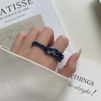 Amber Retro Pattern Two-Piece Index Ring: Haze Blue, Fashionable, Unique Design. 2-piece ring set mėlyna