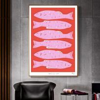 Spalvinga Sardinė Omaras Žuvis Vandenyno Gyvūnas Popierius Drobė Tapyba Įmantri Svetainės Baro Dekoravimui Vintažinė Tapyba 21cm×30cm NoFrame